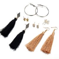 Zinc Alloy Earring Set, with Cotton Cord & Plastic Pearl, plated, for woman & with rhinestone & mixed, 5-90mm 