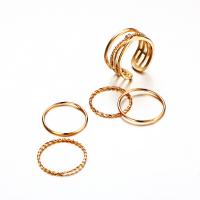 Zinc Set anillo de aleación, aleación de zinc, chapado en color dorado, tamaño del anillo mixto & para mujer & con diamantes de imitación, tamaño:5-7.5, 5PCs/Grupo, Vendido por Grupo