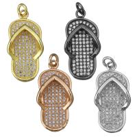 Brass Shoes Pendants, Slipper, plated, micro pave cubic zirconia Approx 3mm 