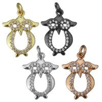 Animal Brass Pendants, Owl, plated, micro pave cubic zirconia Approx 3mm 