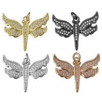 Animal Brass Pendants, Dragonfly, plated, micro pave cubic zirconia Approx 3mm 