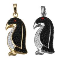 Brass Pendant, with Rhinestone Clay Pave, Penguin, plated Approx 