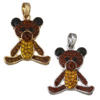 Brass Pendant, with Rhinestone Clay Pave, Bear, plated Approx 