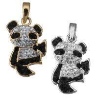 Brass Pendant, with Rhinestone Clay Pave, Panda, plated Approx 