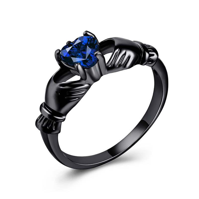 Cubic Zircon Brass Finger Ring, gun black plated, for woman & with cubic zirconia, more colors for choice, Sold By PC