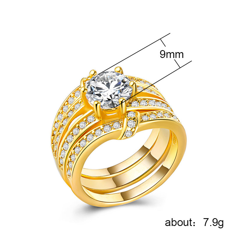 Brass Ring Set, plated, different size for choice & for woman & with cubic zirconia, more colors for choice, 9mm, 3PCs/Set, Sold By Set