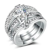 Латунь кольцо Установить, Другое покрытие, разный размер для выбора & Женский & с кубическим цирконием, Много цветов для выбора, 9mm, 3ПК/указан, продается указан