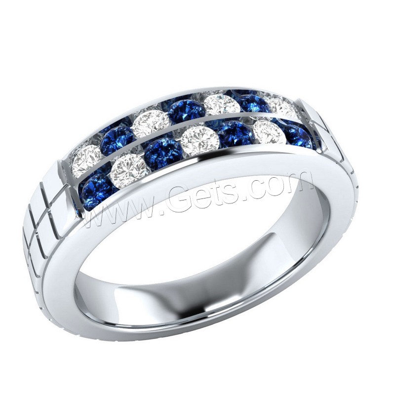 Латунное кольцо с стразами, Латунь, плакирован серебром, разный размер для выбора & Женский & со стразами, 6.75x2.4mm, продается PC