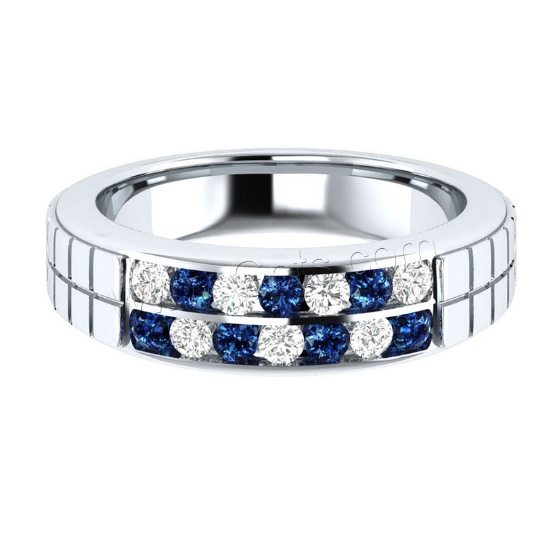 Латунное кольцо с стразами, Латунь, плакирован серебром, разный размер для выбора & Женский & со стразами, 6.75x2.4mm, продается PC
