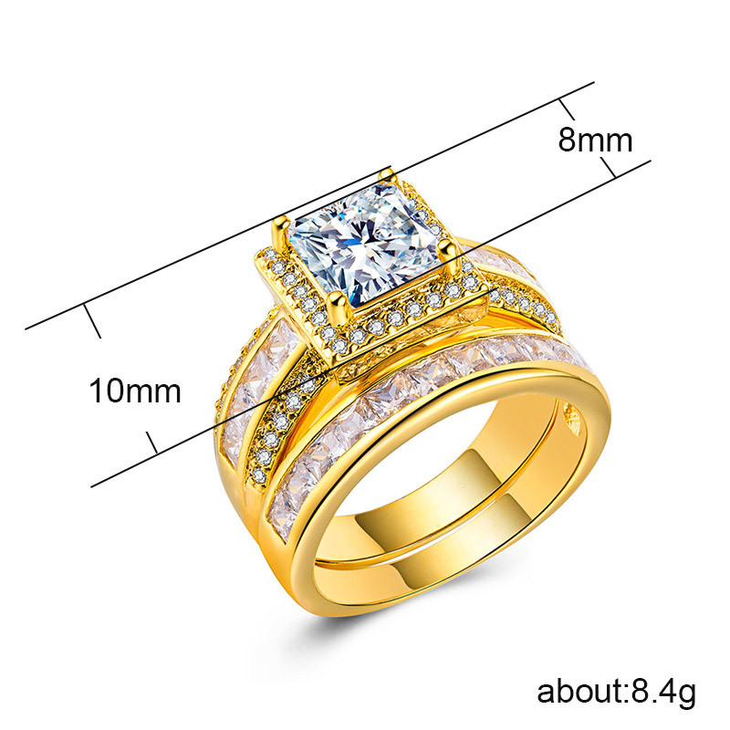 Brass Ring Set, plated, different size for choice & for woman & with cubic zirconia, more colors for choice, 10mm, 8mm, 2PCs/Set, Sold By Set