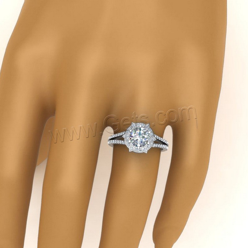 Zirkonia Messing Finger Ring, versilbert, verschiedene Größen vorhanden & für Frau & mit kubischem Zirkonia, 11mm, verkauft von PC