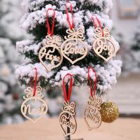Wood Christmas Hanging Ornaments, Heart, Christmas jewelry 