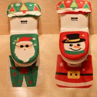 Stoff Weihnachten-WC-Sitzauflage und Rug-Badezimmer-Set, drei Stücke & Weihnachtsschmuck & verschiedene Stile für Wahl, verkauft von setzen