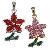 Brass Pendant, with Rhinestone Clay Pave, Flower, plated Approx 