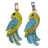 Brass Pendant, with Rhinestone Clay Pave, Bird, plated Approx 