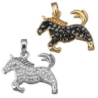 Brass Pendant, with Rhinestone Clay Pave, Horse, plated Approx 