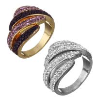 metal anillo, con Arcilla analiar de diamantes de imitación AB, chapado, unisexo, más colores para la opción, 17mm, tamaño:8, Vendido por UD