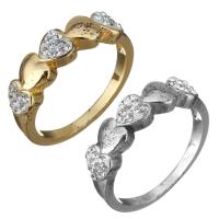 metal anillo, con Arcilla analiar de diamantes de imitación AB, Corazón, chapado, unisexo, más colores para la opción, 5.5mm, tamaño:8, Vendido por UD