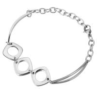 Stainless Steel Chain Bracelets, oval chain & for woman, original color 5mm Approx 8 Inch 