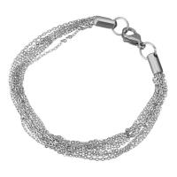 Stainless Steel Chain Bracelets, oval chain &  & for woman, original color, 1.5mm Approx 7.5 Inch 