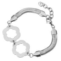 Stainless Steel Chain Bracelets, with 1.5lnch extender chain, Flower, herringbone chain & for woman, original color 6mm Approx 6.5 Inch 
