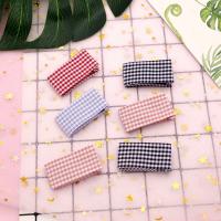 Cotton Alligator Hair Clip, with Iron, gingham & for children 50mm 