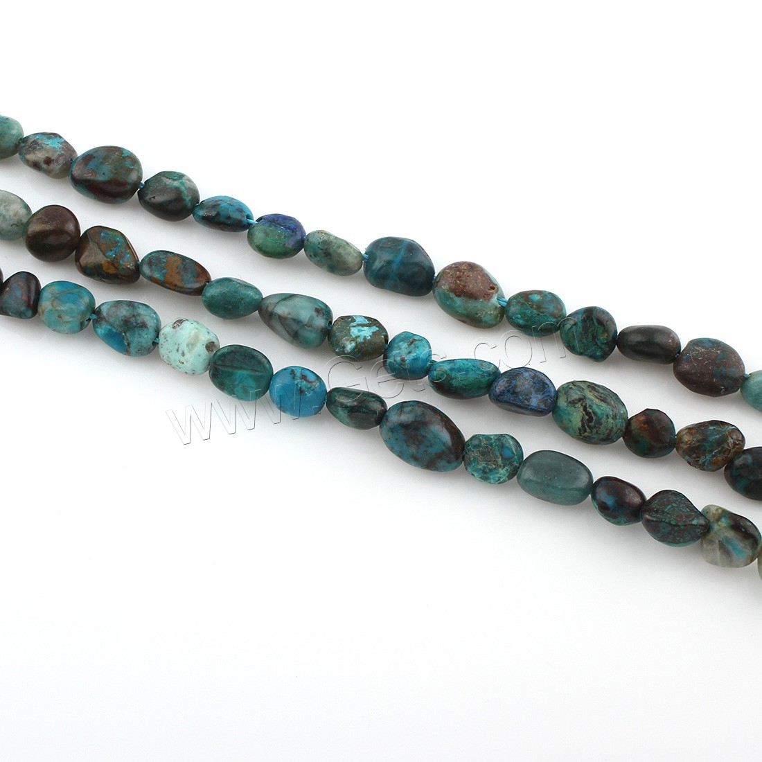 Chrysokoll Perlen, Demidowit, verschiedene Größen vorhanden, Bohrung:ca. 1mm, Länge:ca. 15 ZollInch, verkauft von Strang