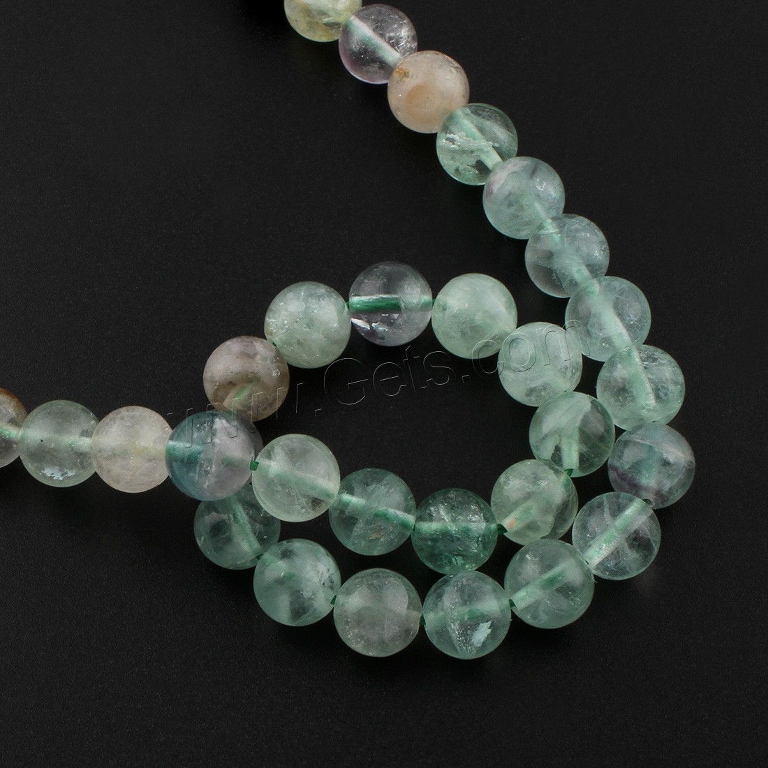 Buntes Fluorit Perle, rund, verschiedene Größen vorhanden, Bohrung:ca. 1mm, Länge:ca. 15 ZollInch, verkauft von Strang