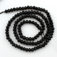 Natürliche schwarze Achat Perlen, Schwarzer Achat, Rondell, verschiedene Größen vorhanden & facettierte, 4x3mm, Bohrung:ca. 1mm, Länge:ca. 15 ZollInch, verkauft von Strang