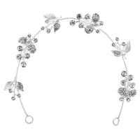 Zinc Alloy Hair Band, Flower, silver color plated, for bridal & with rhinestone 