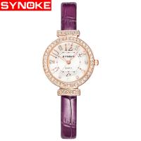 Synoke® Women Jewelry Watch, Leather, with Glass & Stainless Steel & Zinc Alloy, Chinese movement, gold color plated, Life water resistant & adjustable & for woman & with rhinestone Approx 9 Inch 