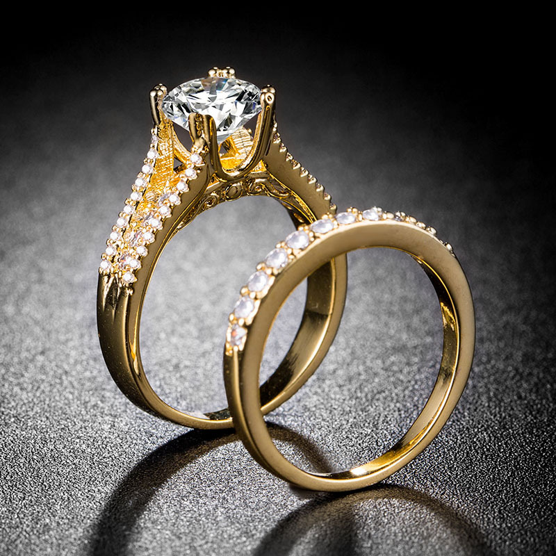 Brass Ring Set, metal, chapado, diverso tamaño para la opción & para mujer & con diamantes de imitación, más colores para la opción, 8mm, 2PCs/Set, Vendido por Set
