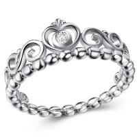 Кубическое цирконовое латунное кольцо, Латунь, плакирован серебром, разный размер для выбора & Женский & с кубическим цирконием & отверстие, продается PC