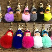 Zinc Alloy Key Chain Jewelry, with Plush & Nylon, gold color plated, portable & durable & for woman 150mm 