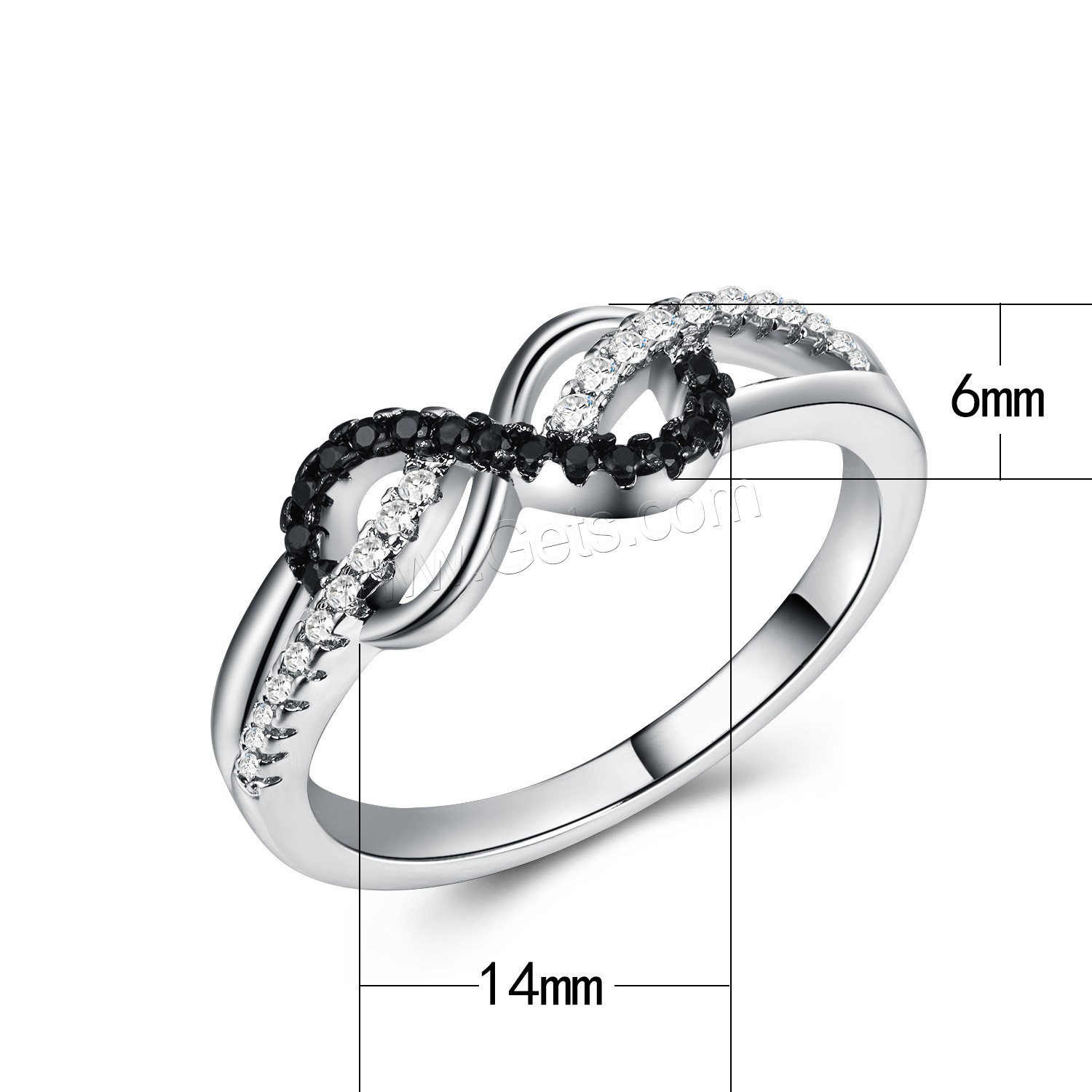 Zirkonia Messing Finger Ring, platiniert, verschiedene Größen vorhanden & für Frau & mit kubischem Zirkonia, 14x6mm, verkauft von PC