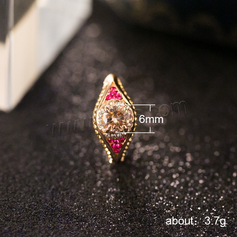 Zirkonia Messing Finger Ring, Zinklegierung, goldfarben plattiert, verschiedene Größen vorhanden & für Frau & mit kubischem Zirkonia, 6mm, verkauft von PC