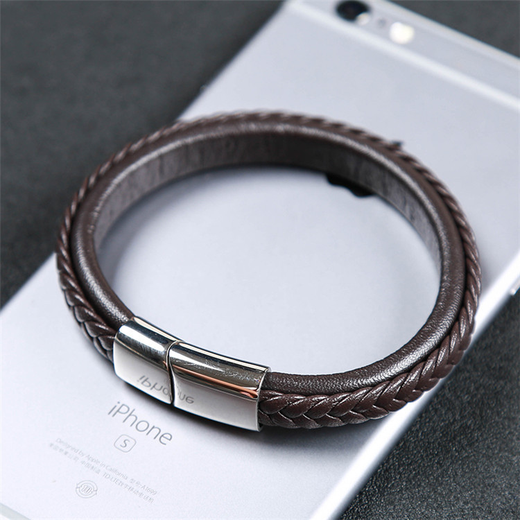 PU Leather Bracelet, with Stainless Steel, different length for choice & different styles for choice & for couple, Sold By Strand