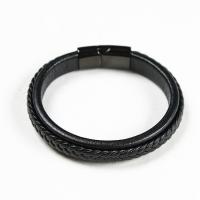 PU Leather Bracelet, with Stainless Steel  & for couple 
