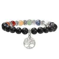 Lava Bracelet, with Sodalite & Green Aventurine & Red Agate & Citrine & Clear Quartz & Zinc Alloy, silver color plated, Unisex Approx 8.6 Inch 