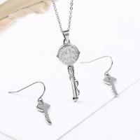 Fashion Stainless Steel Jewelry Sets, earring & necklace, with 5cm extender chain, Key, plated, oval chain & for woman Approx 17.7 Inch 
