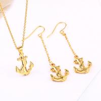 Fashion Stainless Steel Jewelry Sets, earring & necklace, Anchor, plated, oval chain & for woman Approx 17.7 Inch 