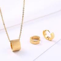 Fashion Stainless Steel Jewelry Sets, earring & necklace, Donut, plated, oval chain & for woman Approx 17.7 Inch 