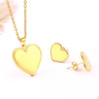 Fashion Stainless Steel Jewelry Sets, earring & necklace, Heart, plated, oval chain & for woman Approx 17.7 Inch 