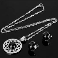 Stainless Steel Jewelry Set, earring & necklace, with Resin, plated, oval chain & for woman 14mm Approx 17.7 Inch 