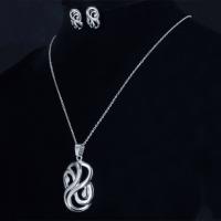 Fashion Stainless Steel Jewelry Sets, earring & necklace, plated, oval chain & for woman Approx 17.7 Inch 