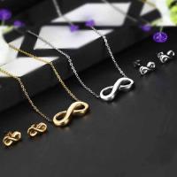Fashion Stainless Steel Jewelry Sets, earring & necklace, with 5cm extender chain, Number 8, plated, oval chain & for woman Approx 17.7 Inch 