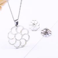 Fashion Stainless Steel Jewelry Sets, earring & necklace, with 5cm extender chain, Flower, plated, oval chain & for woman  Approx 17.7 Inch 