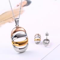 Fashion Stainless Steel Jewelry Sets, earring & necklace, with 5cm extender chain, plated, oval chain & for woman  Approx 17.7 Inch 