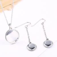 Fashion Stainless Steel Jewelry Sets, earring & necklace, plated, oval chain & for woman Approx 18.1 Inch 