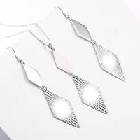 Fashion Stainless Steel Jewelry Sets, earring & necklace, with 5cm extender chain, Rhombus, plated, oval chain & for woman 0c Approx 17.7 Inch 